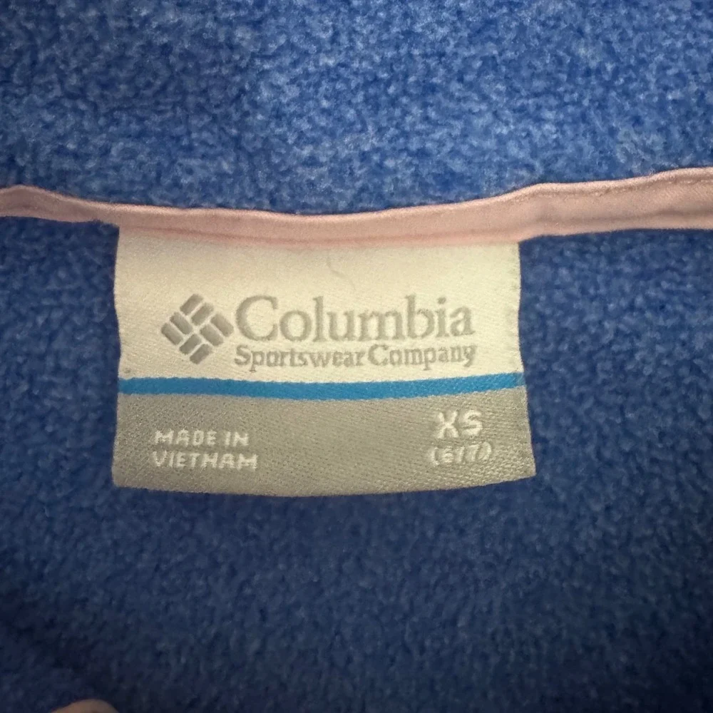 Columbia PFG Girls Blue‎ Fleece Snap Pullover Sweater XS 6/7 Mock Neck Pocket